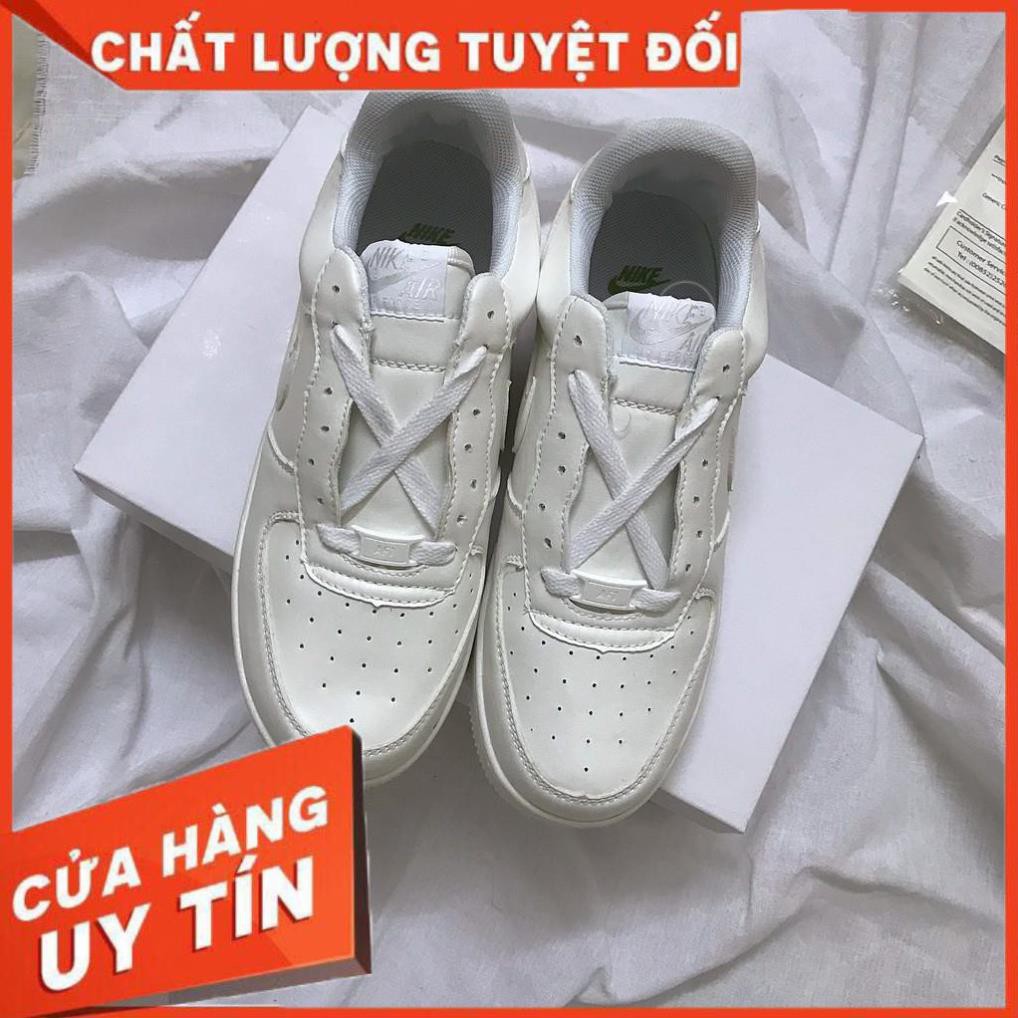 Giày AF1 Trắng Da Hai Lớp, Đế Đúc (36-43)