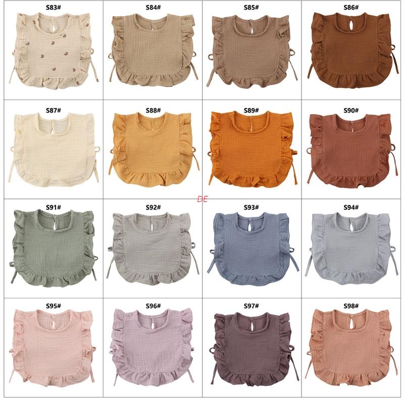 Yếm ăn cotton mềm phối ren xinh xắn cho bé sơ sinh