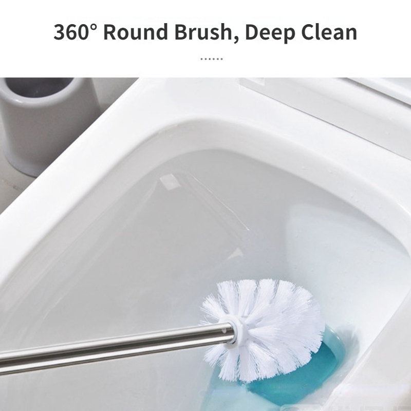 Bộ Bàn Chải Chà Toilet Bằng Thép Không Gỉ Với Giá Đỡ Và Kẹp Nhỏ Hai Đầu Cọ Vệ Sinh Toilet