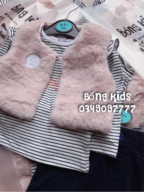 Bộ 3 Món Bé Gái Gile Lông Lovely Primak