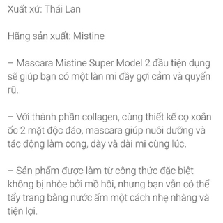 Mascarra mistine thái lan ảnh clip thật