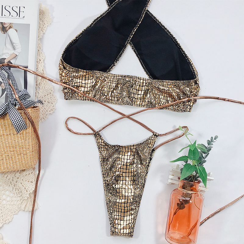 Sexy Bikini Swimsuit Ladies Lace-up Split Swimwear Bikini Set | BigBuy360 - bigbuy360.vn