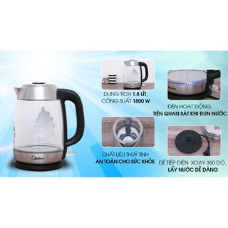 Bình đun siêu tốc Midea 1.8 lít MK-18GD