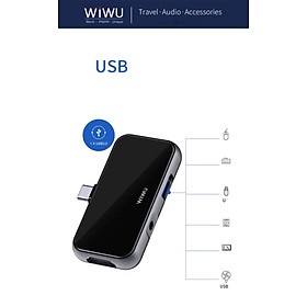 Hub WiWu Alpha 4 In 1 USB-C T5 Pro Vỏ Hợp Kim Nhôm, Cảm Ứng Thoải Mái, Mở Rộng Nhiều Cổng - Hàng Chính Hãng