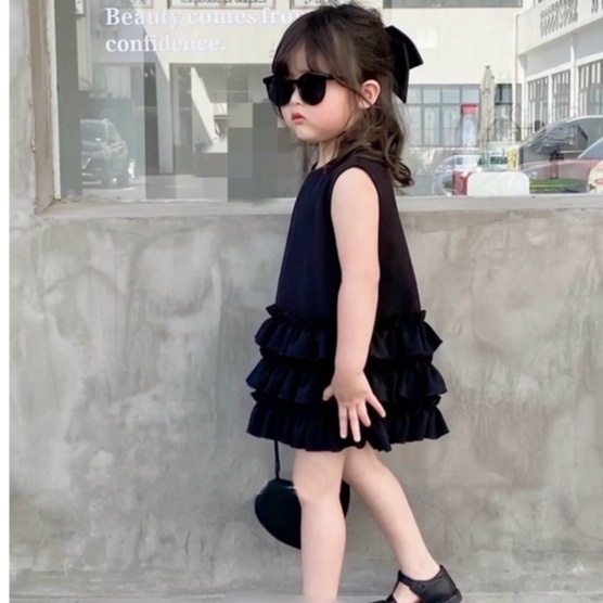 (8-30kg) Váy bé gái đen đuôi cá 3 tầng TB27 Đầm bé gái sát nách siêu xinh cho bé TB347 TN348