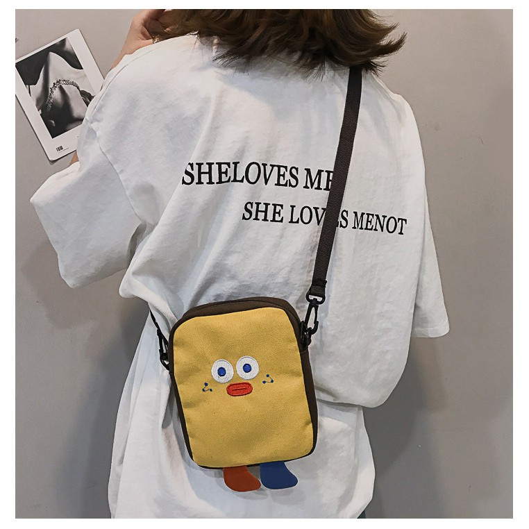 [Mã WASKT410K giảm 10K đơn 50K] Túi Tote Vải VỊT VUÔNG Kiểu Đeo Chéo Nữ Hàn Quốc Ulzzang TX26