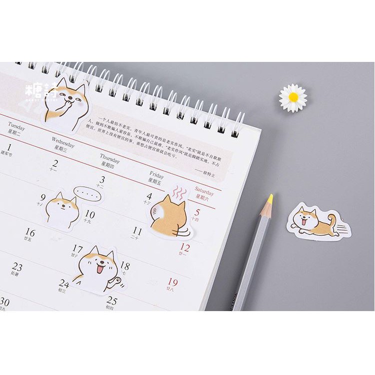 Bộ 45 Sticker Hàn Quốc hình Shiba Inu dễ thương dán trang trí E14