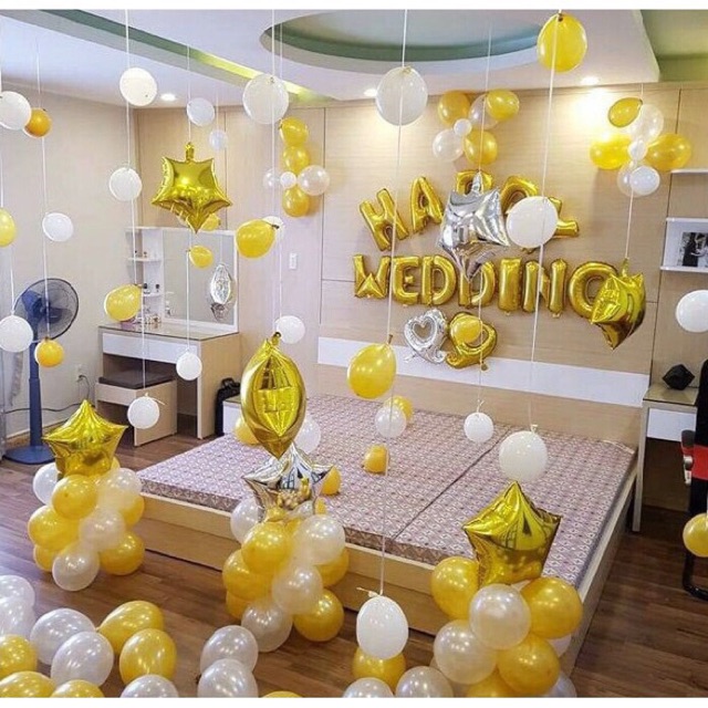 Sét Bóng Trang Trí Phòng Cuói Gồm 60 Bóng nhũ