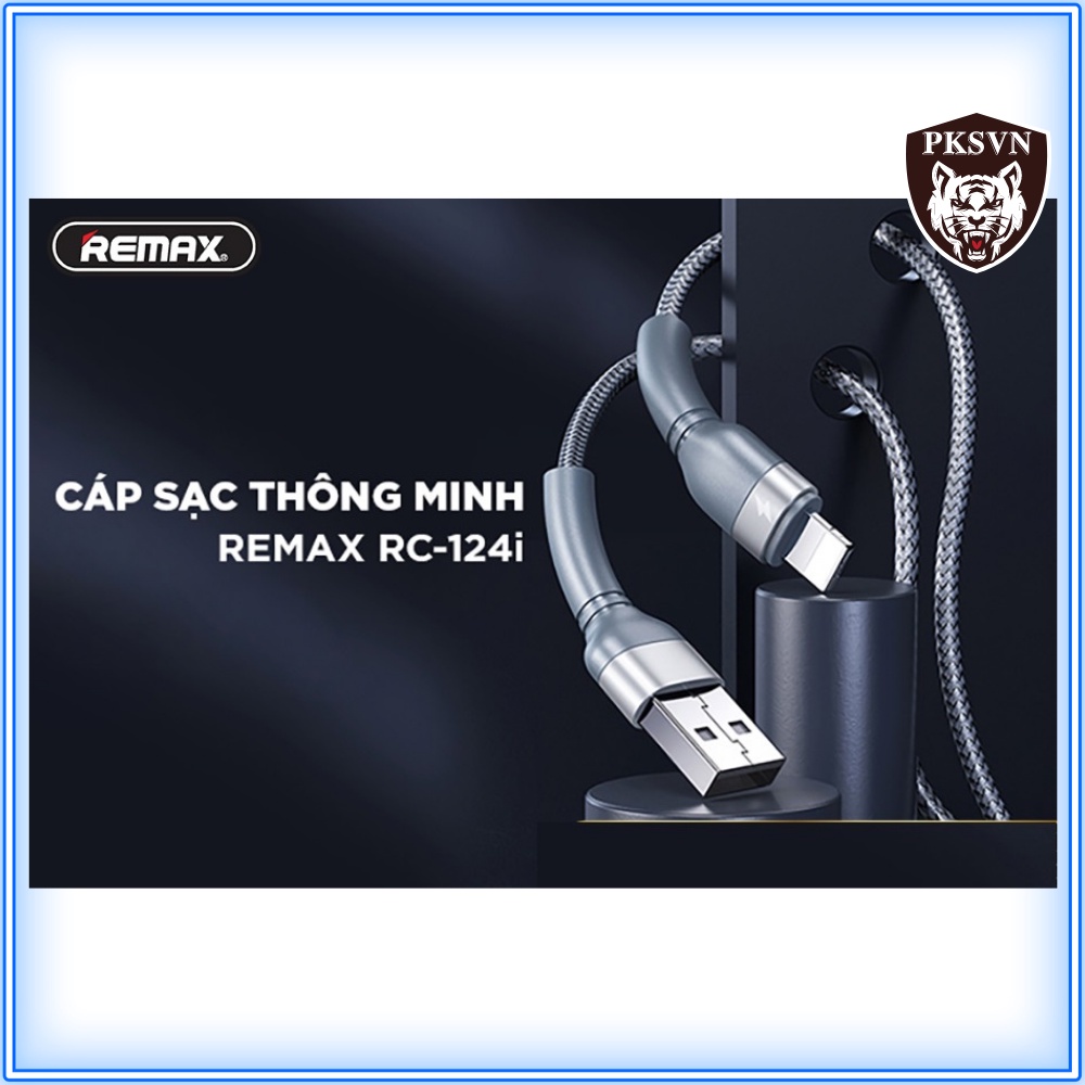 Dây sạc Nhanh chính hãng Remax RC-124i Dây Dù chống gãy gập, Hỗ trợ Sạc nhanh 12w cho 13 Pro max trở xuống -Bảo Hành 12T