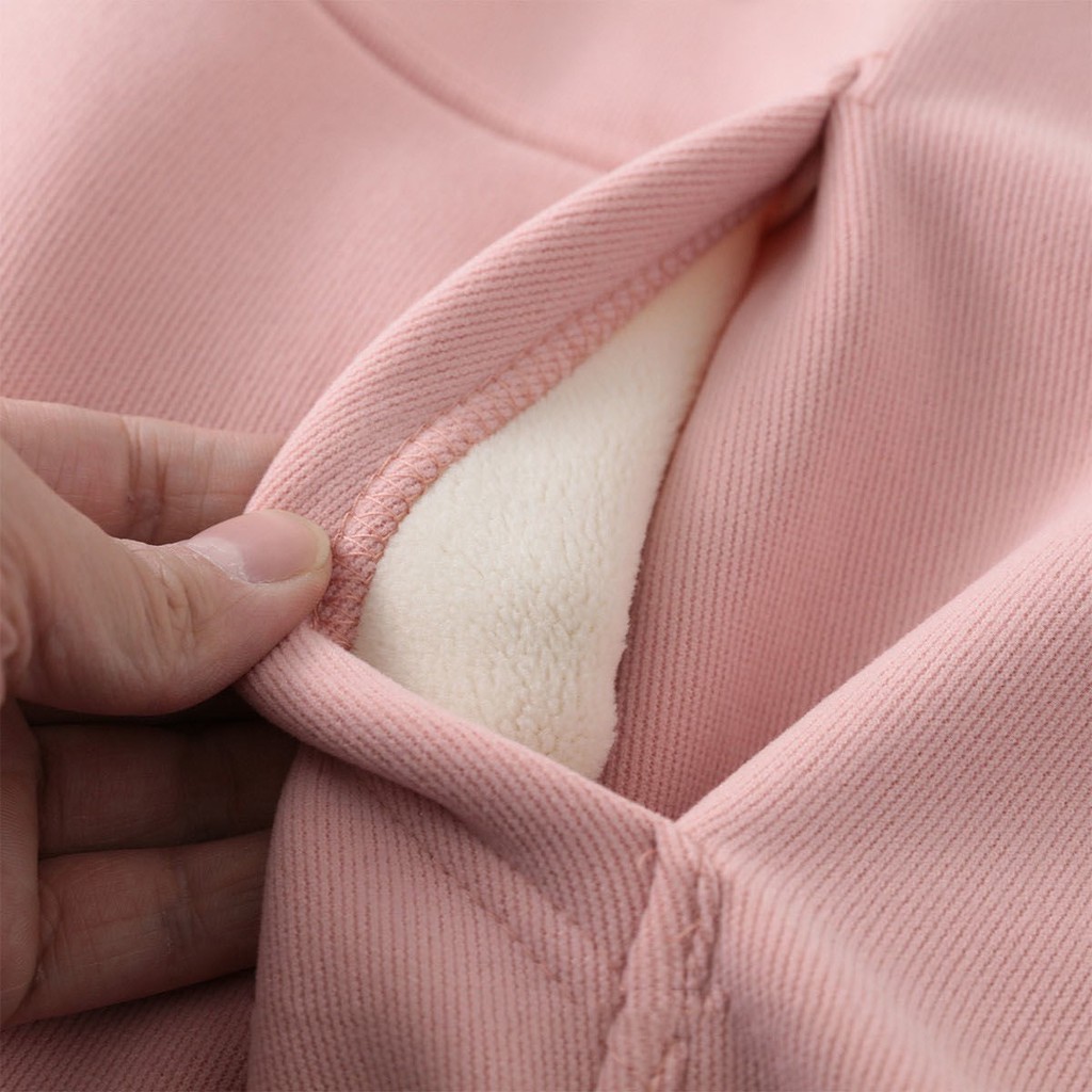 Áo hoodie nữ len tăm cận chất dày dặn lót lông | BigBuy360 - bigbuy360.vn