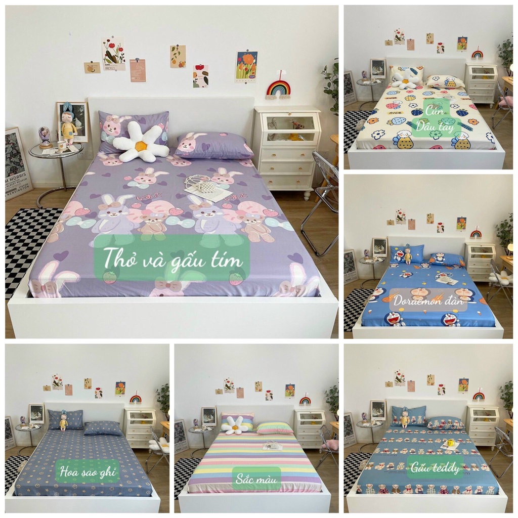 Bộ ga cotton poly kèm 2 vỏ gối nằm ,hàng nhập khẩu , đủ size , đa dạng màu chọn