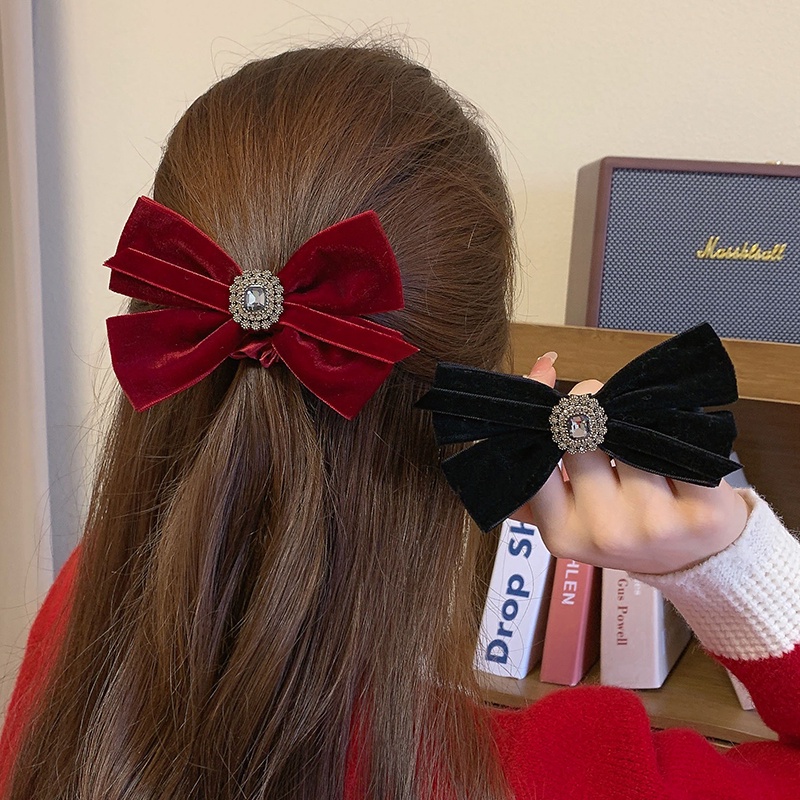 Dây Buộc Tóc Cao Su Satin Thắt Nơ Ruy Băng Cổ Điển Cao Cấp Cho Nữ