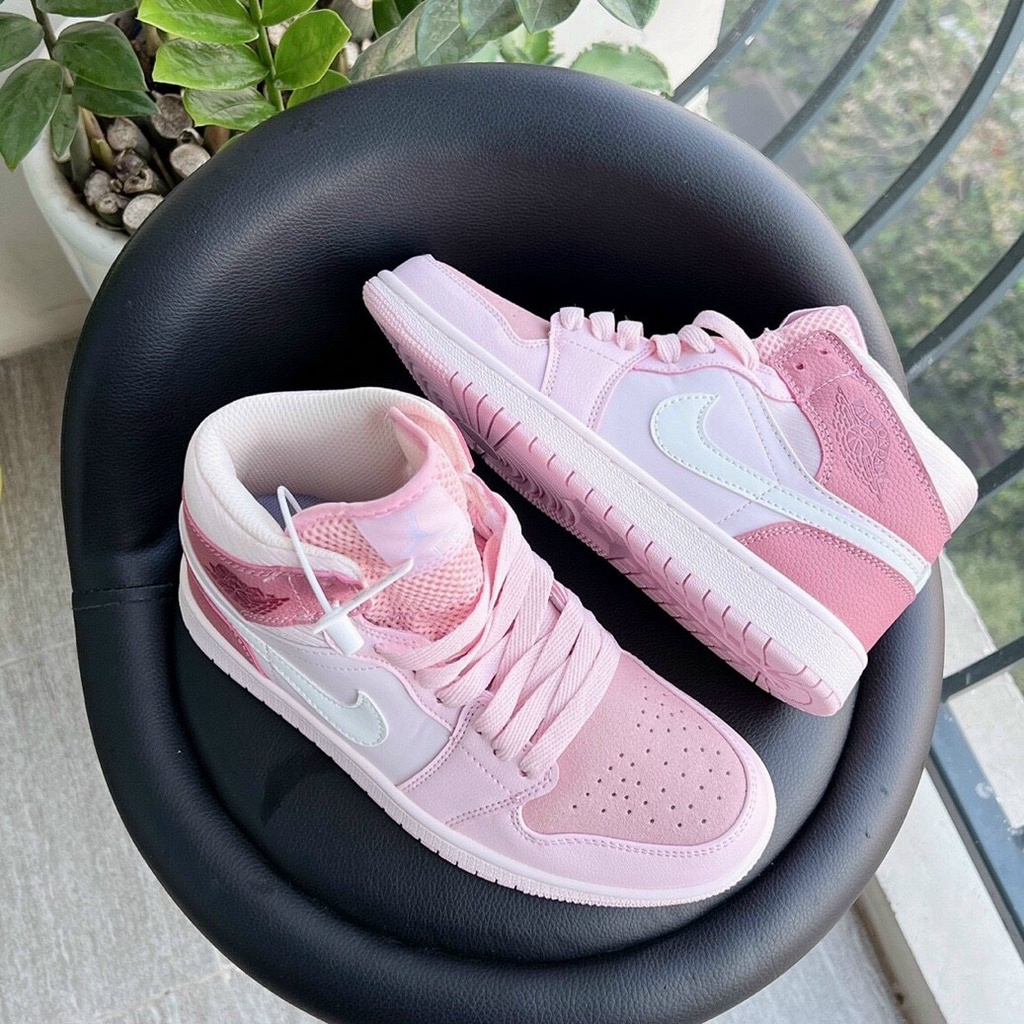 siêu phẩm giày thể thao sneaker jd hồng trắng, jd hồng baby cổ cao, ảnh thật tự chụp siêu nét tại thỏ store