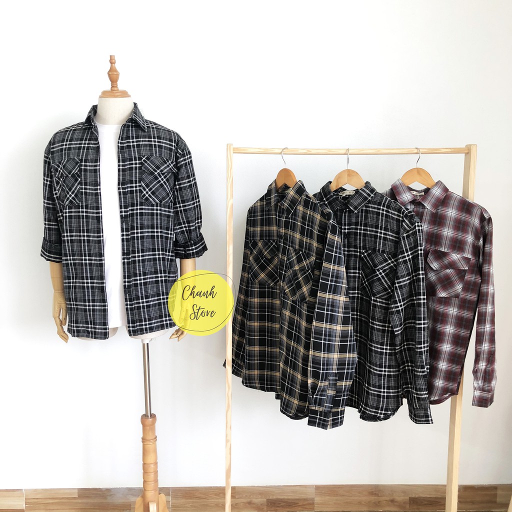 Áo Sơ Mi Nam Flannel Kẻ Caro - Áo Sơ Mi Nam Dài Tay Hàn Quốc