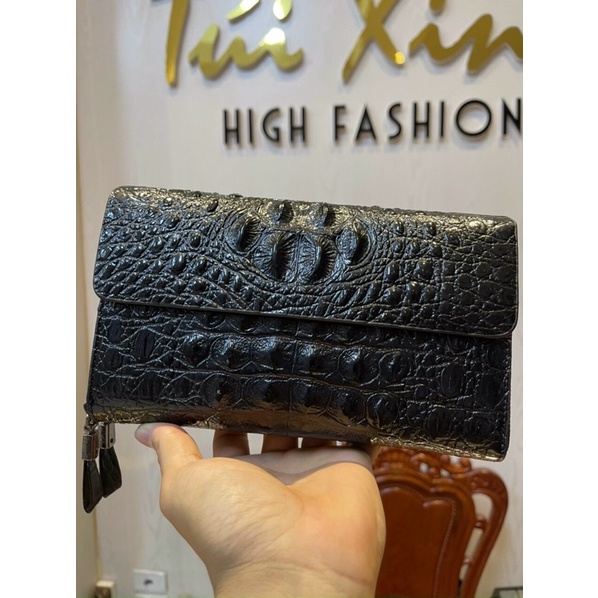 Ví Cầm Tay Da Bò Thật Dập Vân Cá Sấu Clutch Nam Cao Cấp Rẻ Đẹp - A&amp;ESHOP 878998