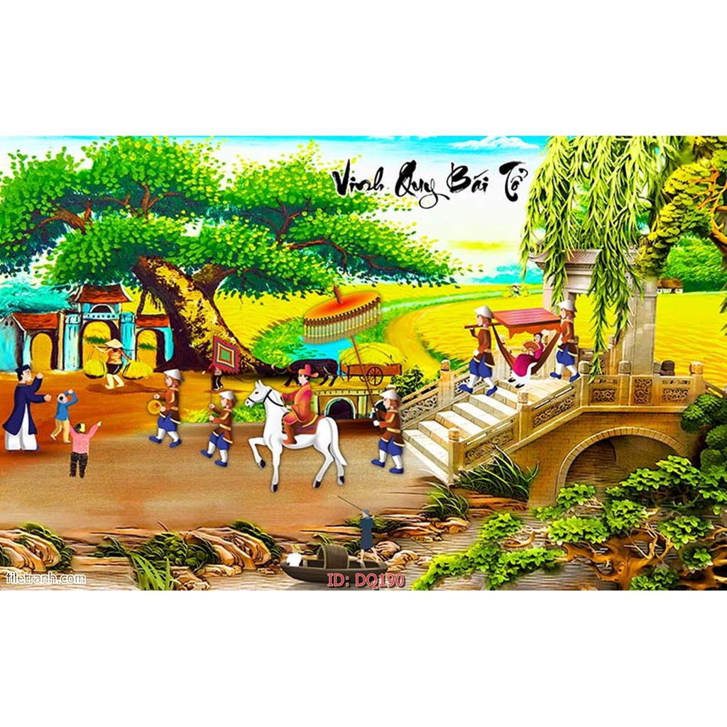 TRANH DÁN TƯỜNG 3D ĐỒNG QUÊ NHIỀU MẪU,TRANH LÀNG QUÊ DÁN TƯỜNG 3D