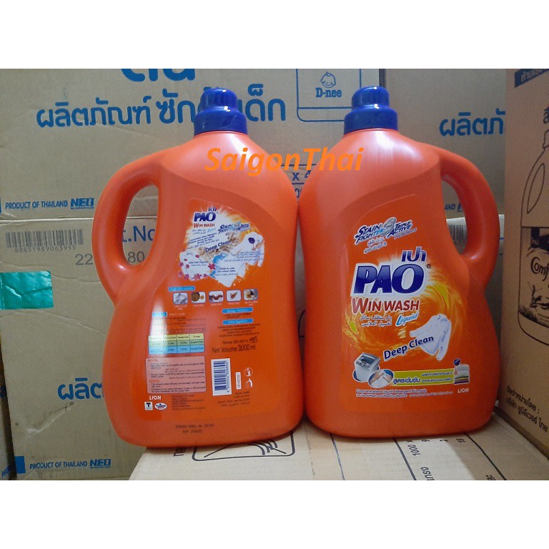 (SGT) Nước giặt đậm đặc hiệu Pao màu Cam (Can 3 lít)