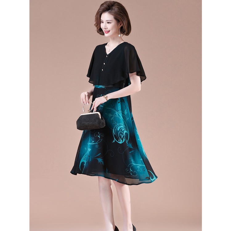 Đầm Chiffon Ngắn Tay Phong Cách Phương Tây Thời Trang Mùa Hè Cho Nữ