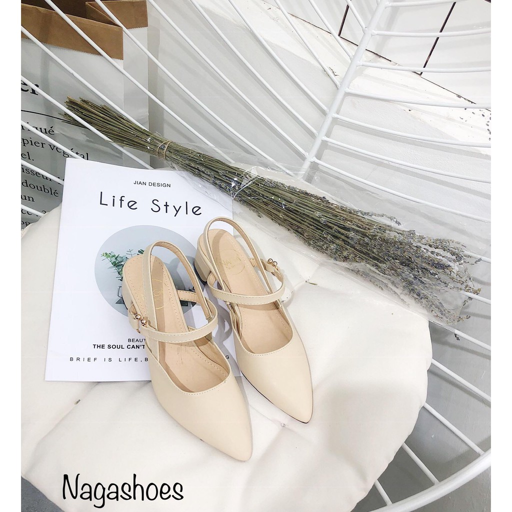 [Mã 254FASHIONSALE giảm 12% đơn 99K] [FORM BÉ- CHỌN LÊN 1 SIZE] Giày cao gót thấp mũi nhọn 3CM Nagashoes NAC26