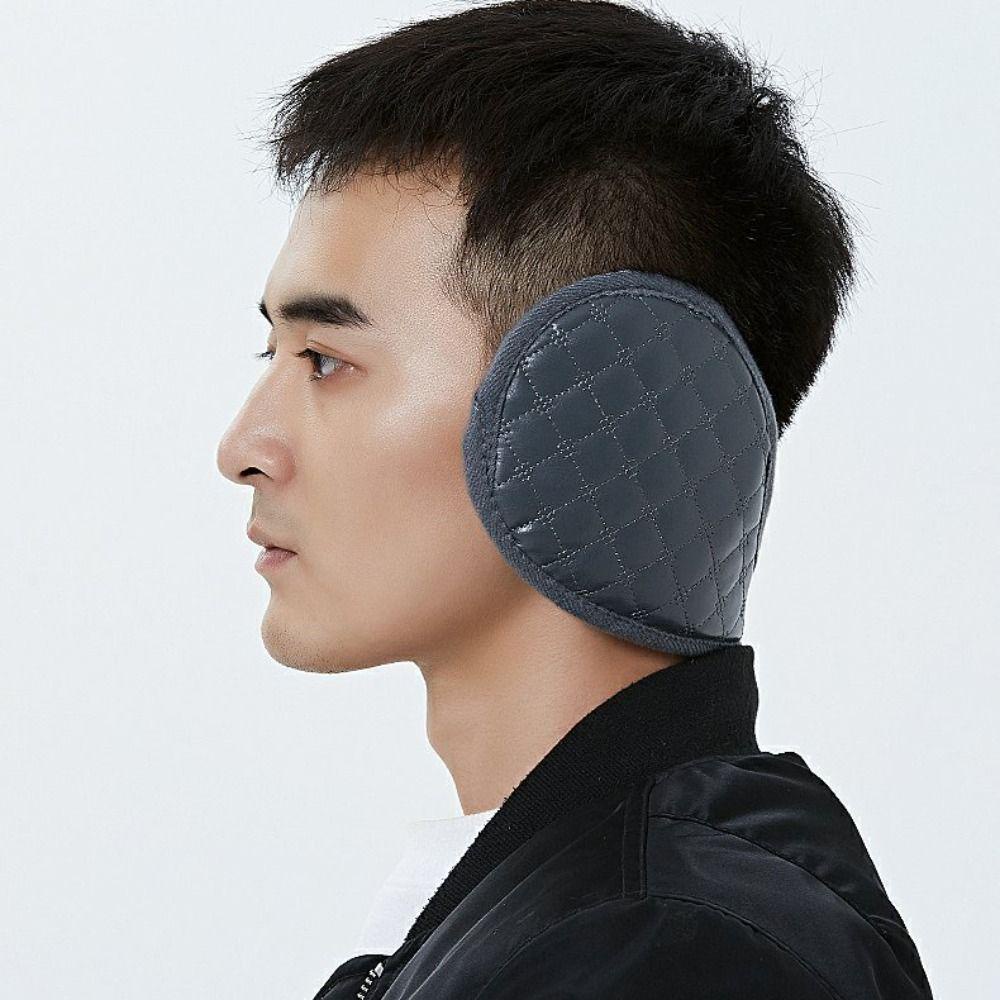 Bông Tai WMES15H Phủ Lông PU Dày Dặn Họa Tiết Sọc Caro Màu Trơn Thời Trang Cho Nam Và Nữ