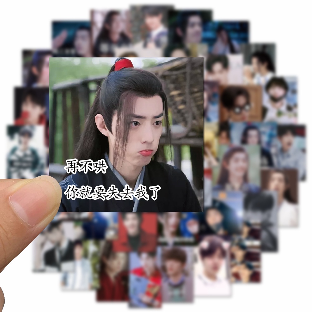 Set 50 miếng dán trang trí laptop chống thấm nước hình ngôi sao Xiao Zhan Trung Hoa dễ thương