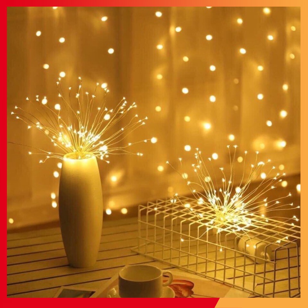 ĐÈN LED PHÁO HOA TRANG TRÍ TẾT NOEL DÙNG PIN MÀU VÀNG