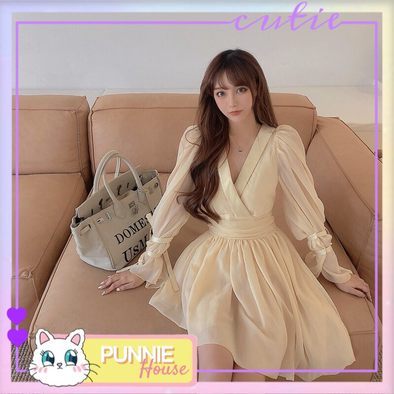 ĐẦM XOÈ DỰ TIỆC 🎀 CỔ V ĐUÔI VẠT CHÉO BO EO 🎀 PHONG CÁCH TIỂU THƯ CỰC SANG VÀ TÔN DÁNG