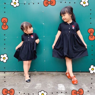 Váy Cotton xước Thêu ngực Mickey cho bé - MẪU MỚI