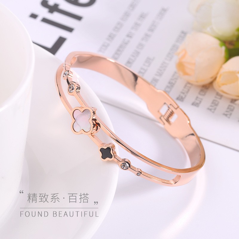 Vòng Tay Hai Lớp Bằng Thép Không Gỉ Cao Cấp Thiết Kế Đơn Giản Thời Trang Mới Cho Nữ