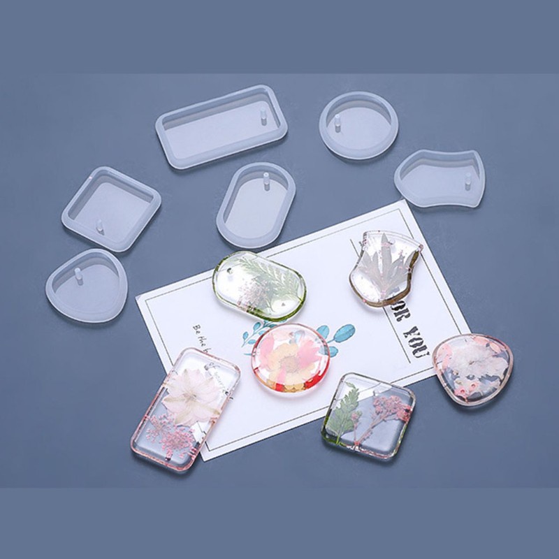 SEL 6 Pcs Keychain Epoxy Resin Mold Hanging Pendant Silicone Mould DIY Crafts Jewelry Casting Mold