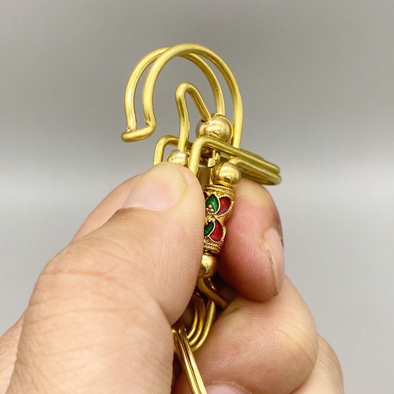 Móc khoá đồng handmade , móc khoá đồng phong thuỷ tài lộc bình an