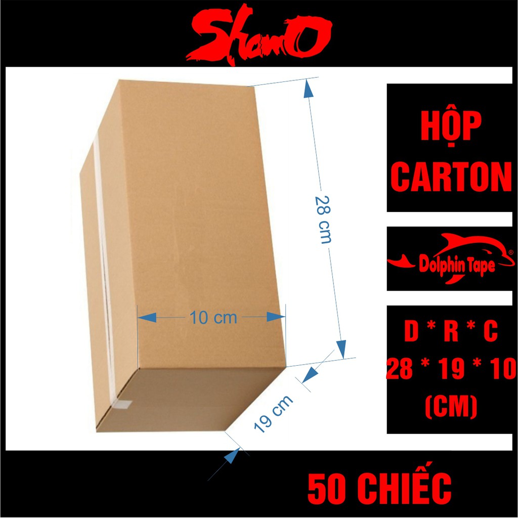 [ 50 chiếc ] Hộp carton KT: 28cm x 19cm x 10cm – Dùng trong công tác đóng hàng hỗ trợ vận chuyển - Hộp COD