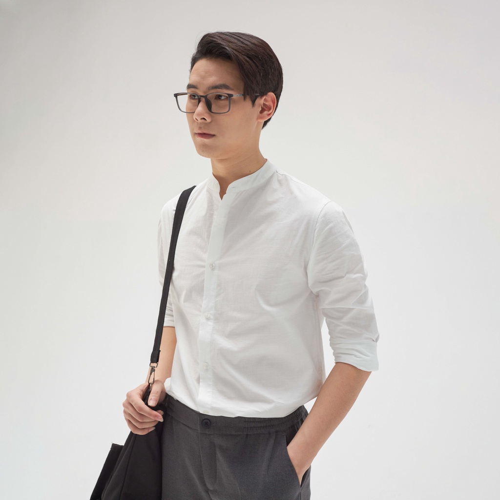 Áo sơ mi nam cổ tàu trơn LOOK LUIS SHIRT | BigBuy360 - bigbuy360.vn