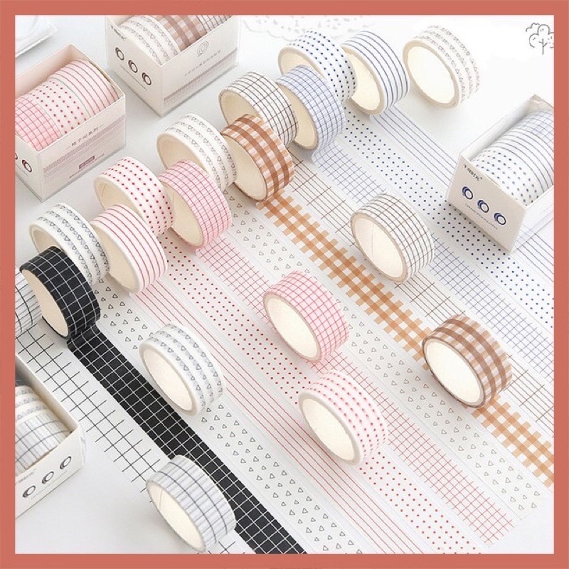 [12 mẫu] Set 3 và 5 cuộn băng dính washi tape trang trí sổ nhật ký