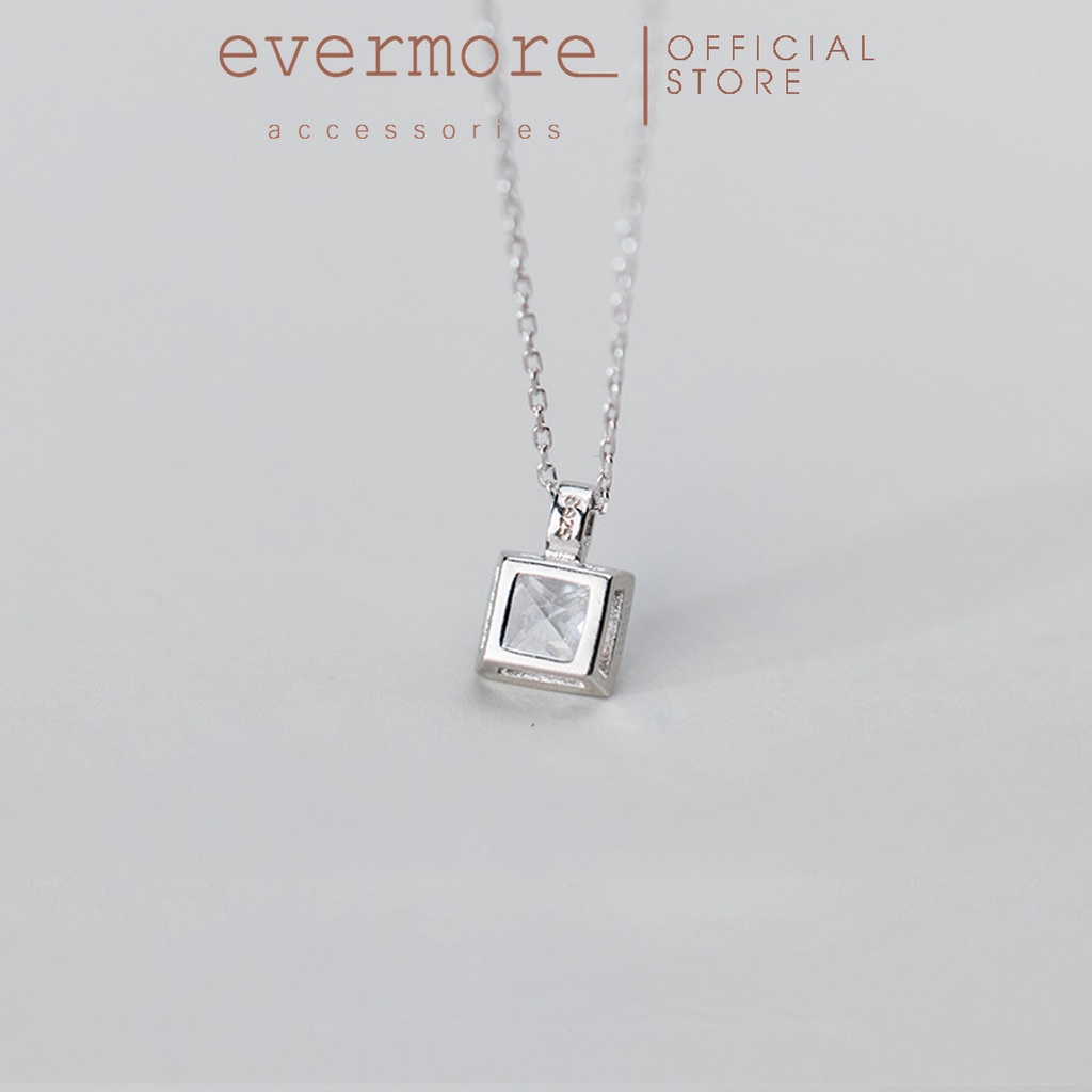 Dây chuyền bạc EVERMORE, vòng cổ đá vuông bạc ý 925, phong cách minimalism, thanh lịch - D003