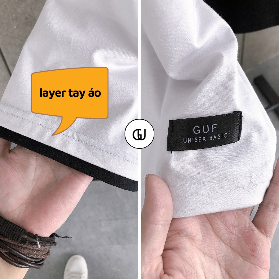 Áo Thun Tay Lỡ Layer Form Rộng Unisex Nam Nữ Vải CVC Mềm Mịn Co Giãn Thoáng Mát GUF | BigBuy360 - bigbuy360.vn