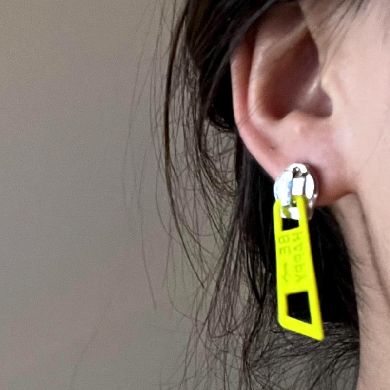 Khuyên Tai Có Khóa Kéo Phong Cách hip hop punk Hàn Quốc Mới Cho Nữ