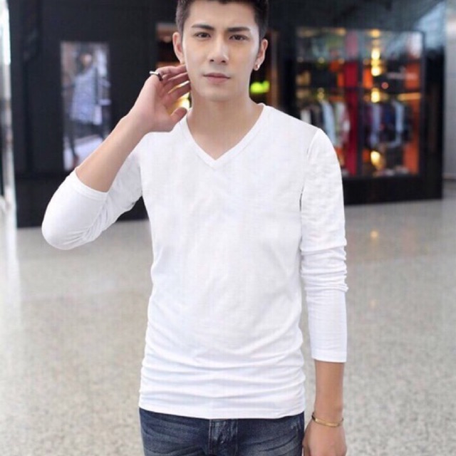 Áo thun nam cổ tim tay dài TT504 | BigBuy360 - bigbuy360.vn