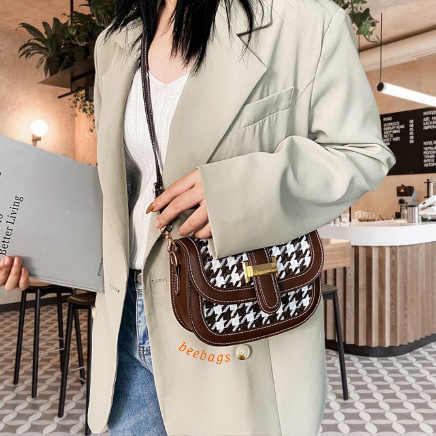 Túi Xách Da Nữ Thiết Kế Hoạ Tiết Houndstooth Sang Chảnh | TX01 | Túi Đeo Chéo Đi Chơi Đi Cafe Dễ Phối Đồ Sang Trọng