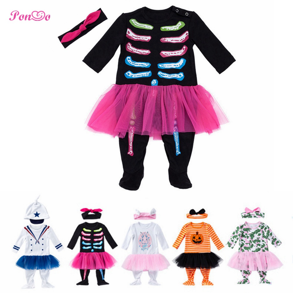 Set Áo liền quần + Băng Đô Cài Tóc Phong Cách Halloween Cho Bé Gái