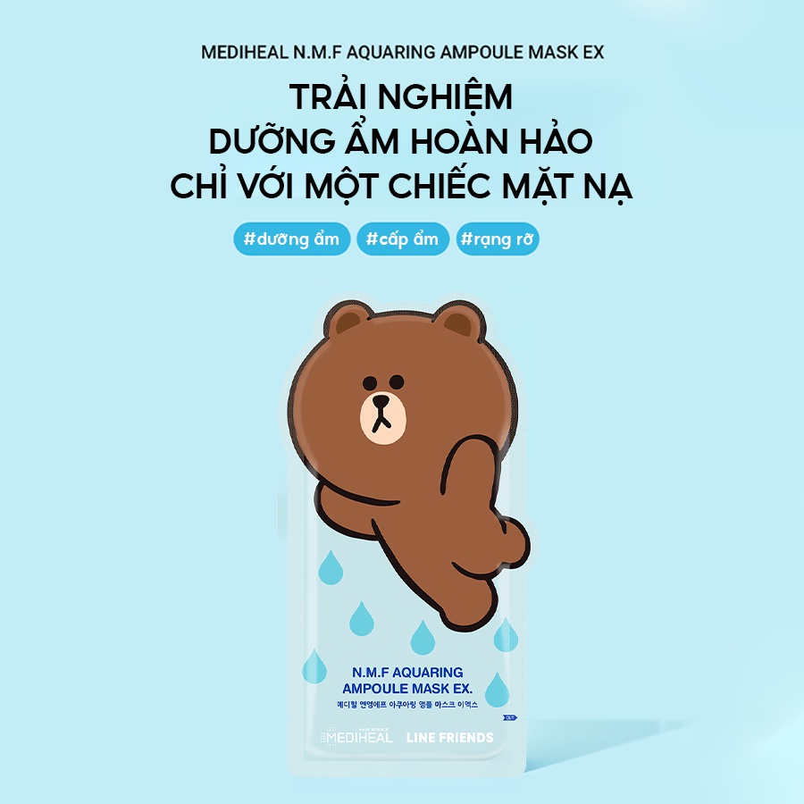 [Nhập mã COSMH22 giảm 8%]Mặt nạ cấp ẩm Mediheal Line Friends N.M.F Aquaring Ampoule Beauty Mask EX 27 ml [K92]