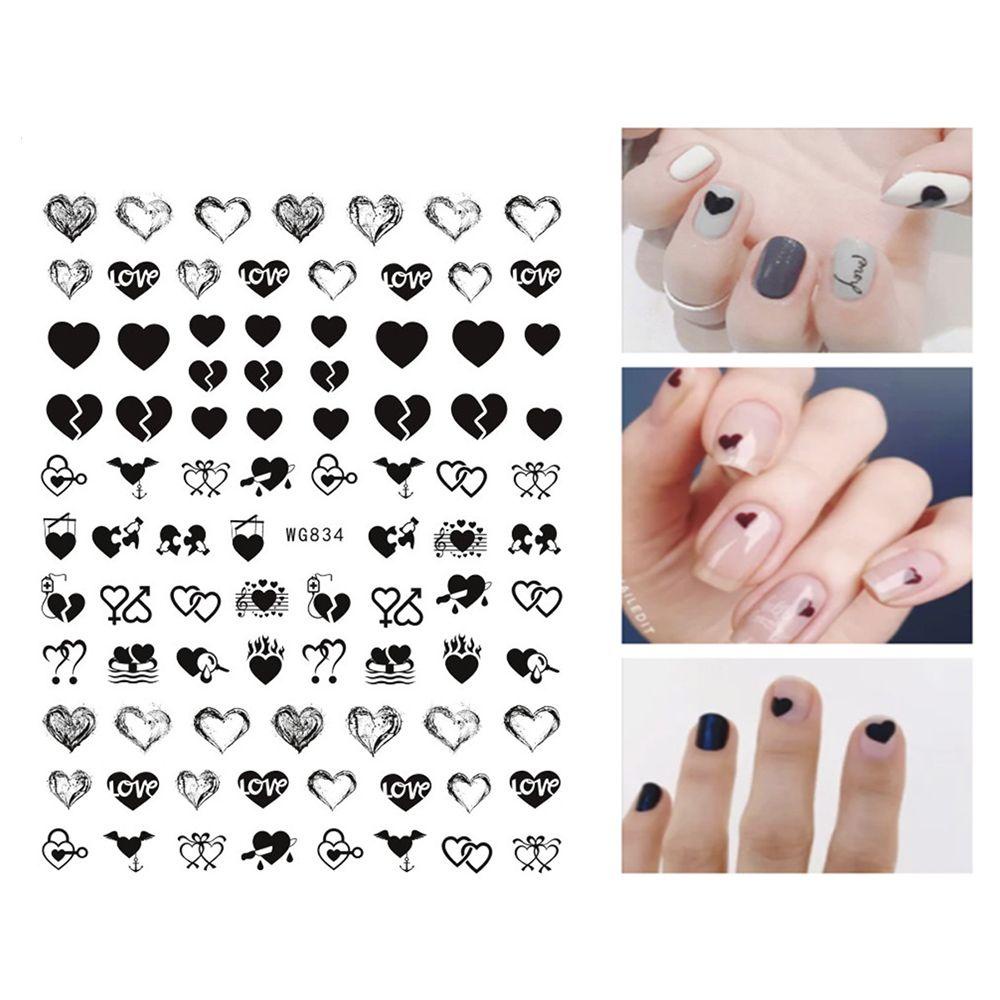 .Miếng Dán Trang Trí Móng Tay Tự Dính Họa Tiết Trái Tim Lãng Mạn