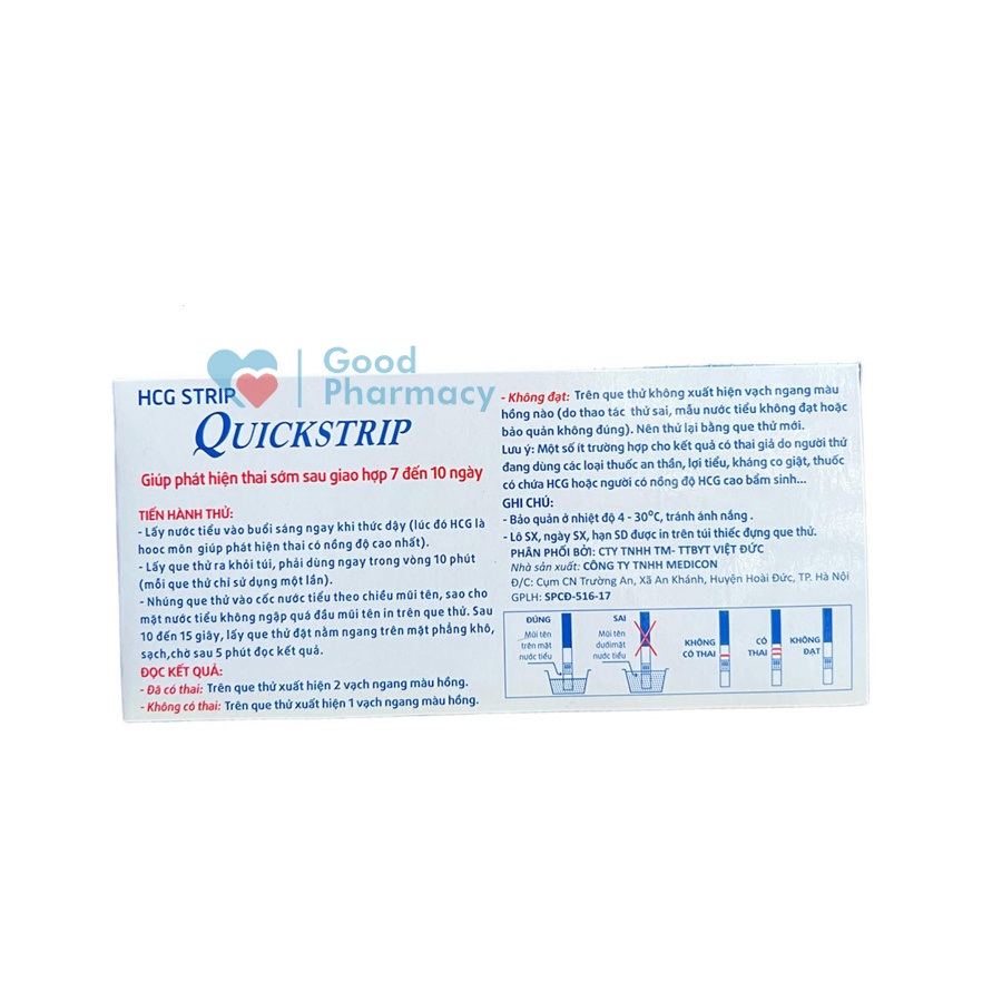 Que thử thai Quickstrip - Dụng cụ test phát hiện thai sớm tại nhà, nhanh chóng, chính xác, hiệu quả [quick strip]