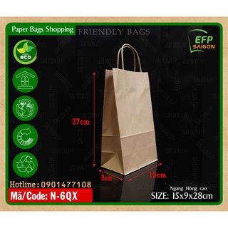 Túi giấy shopping có quai xách 15x9x28cmcm (100 cái)