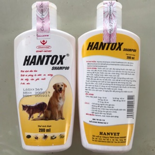 HANTOX SHAMPOO- NHŨ DỊCH DẦU TẮM -DIỆT VÀ PHÒNG BỌ CHÉT, VE, MÒNG, BÉT, CHẤY, RẬN, GHẺ, RUỒI Ở CHÓ, MÈO