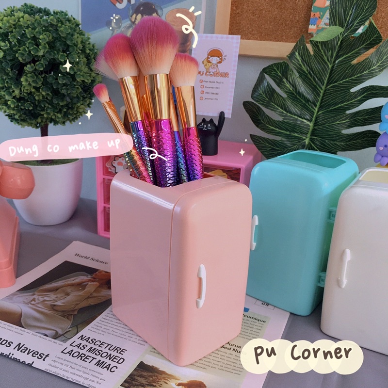 Kệ đựng bút hình tủ lạnh cute decor bàn học