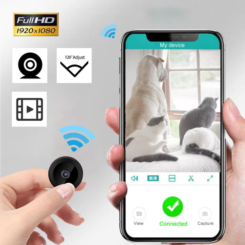Camera Gián Điệp mini Không Dây 1080P HD A9 Kết Nối WiFi Với Điện Thoại