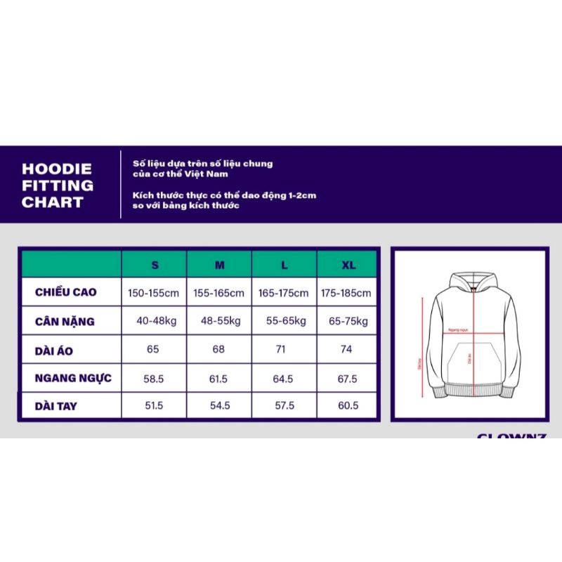 Hoodie Typography ClownZ trắng+tím "Chính Hãng"