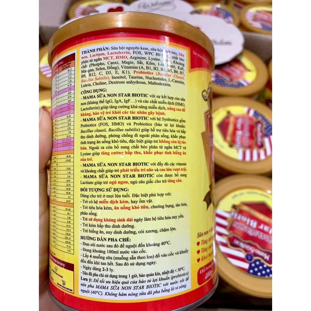 Sữa Bột Mama Sữa Non Star Biotic 800G - Hỗ Trợ Cải Thiện Tình Trạng Biếng Ăn, Tăng Cường Đề Kháng