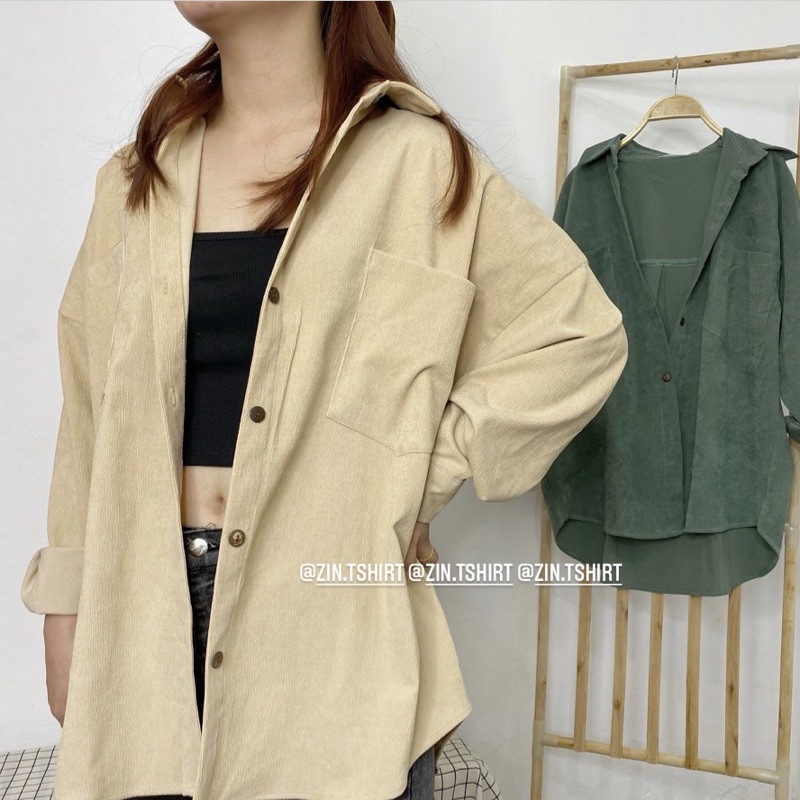 ÁO KHOÁC SƠ MI NHUNG DÁNG RỘNG PHONG CÁCH HÀN QUỐC | BigBuy360 - bigbuy360.vn